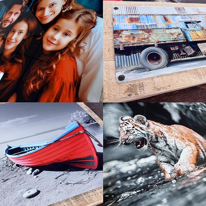 MUNDAZE Custom Portrait Metal Print on Reclaimed Wood Pallet Frame – Personalized Family Photo Gift – Glossy Aluminum Wall Art Keepsake – Made and Shipped in USA (10 x 7)