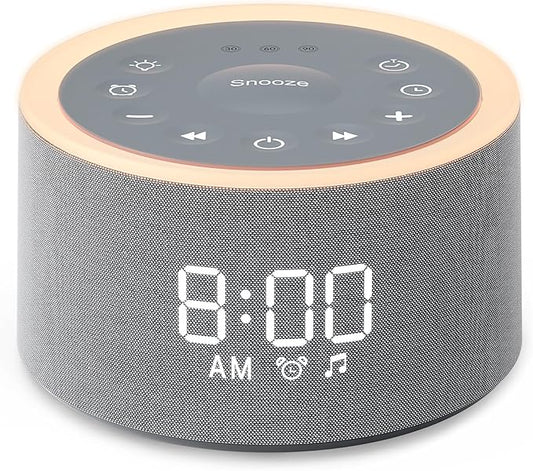 Dreamegg D1+ Sound Machine & Alarm Clock - Sound Machine for Sleep, White Noise Machine with 29 Soothing Sounds, Night Light, 0-100% Dimmable, White Noise Alarm Clock for Bedrooms Adults Baby