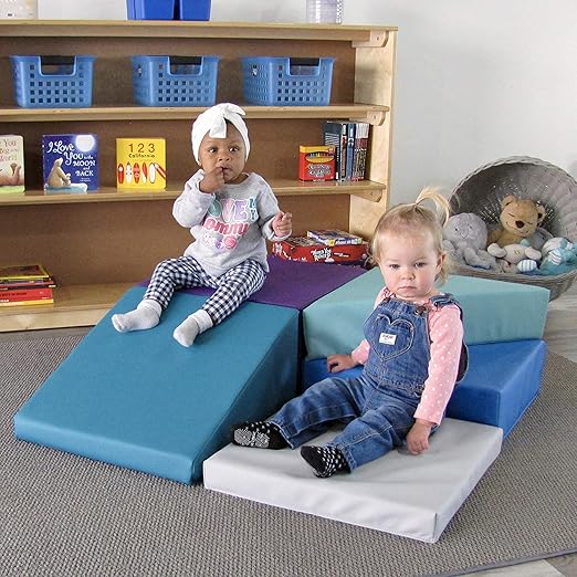 Factory Direct Partners 12366-CTPU SoftScape Playtime Corkscrew Climber for Infants and Toddlers, Colorful Beginner Soft Foam Structure for Indoor Active Play (5-Piece Set) - Contemporary/Purple