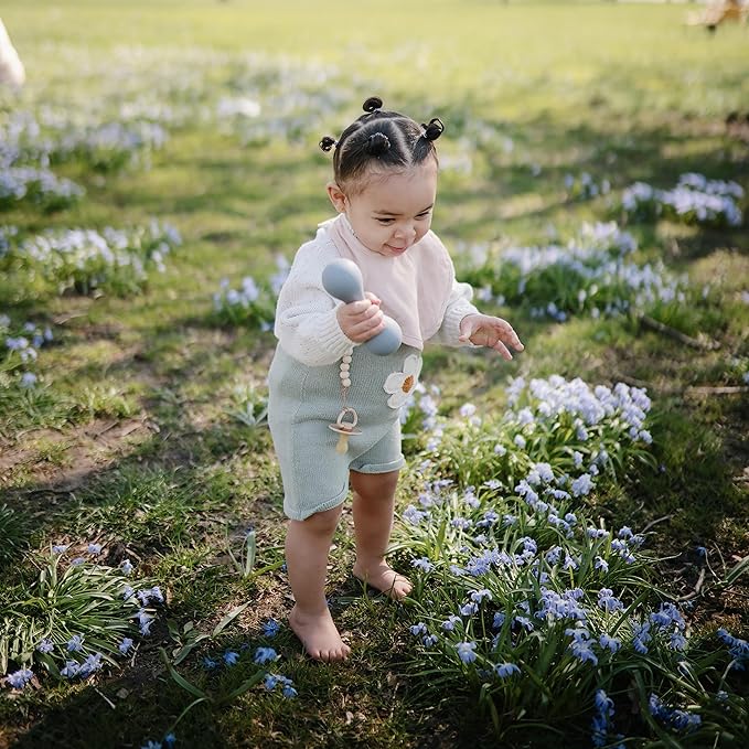 mushie Silicone Baby Shaker Rattle Toy | Ages 3+ Months (Tradewinds)