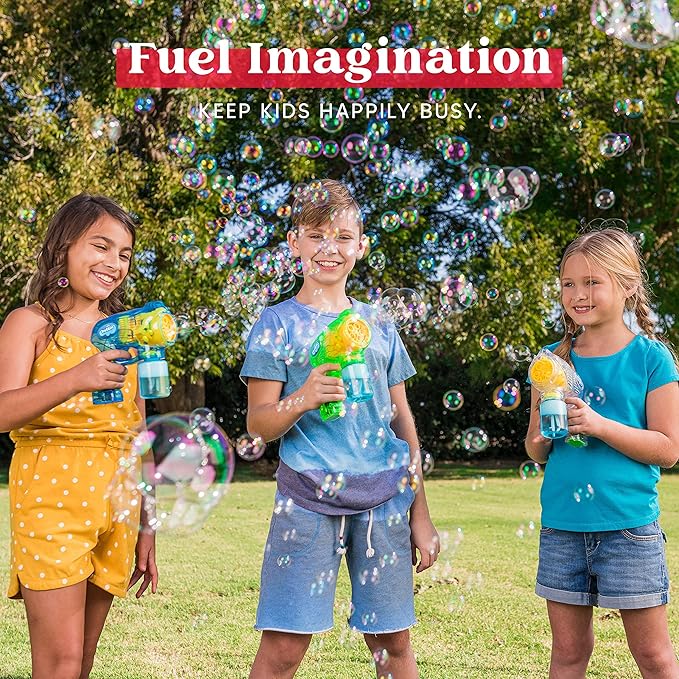 JOYIN 3 Packs Bubble Guns with 3 Solutions, Automatic Bubble Maker Blower Machine for Kids, Party Favors, Summer Toy, Birthday, Outdoor & Indoor Activity, Easter