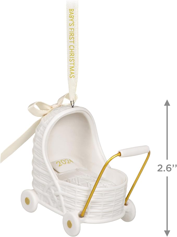 Hallmark Keepsake Christmas Ornament 2024, Baby's First Christmas Pram, Porcelain, Baby Gift