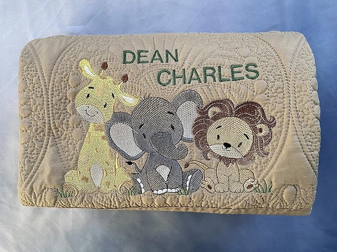 Personalized Baby Blanket Baby Quilt Monogrammed Blankets for Boys and Girls Embroidered Baby Gifts Animals