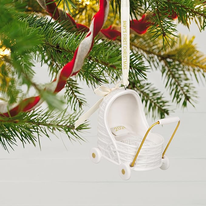 Hallmark Keepsake Christmas Ornament 2024, Baby's First Christmas Pram, Porcelain, Baby Gift