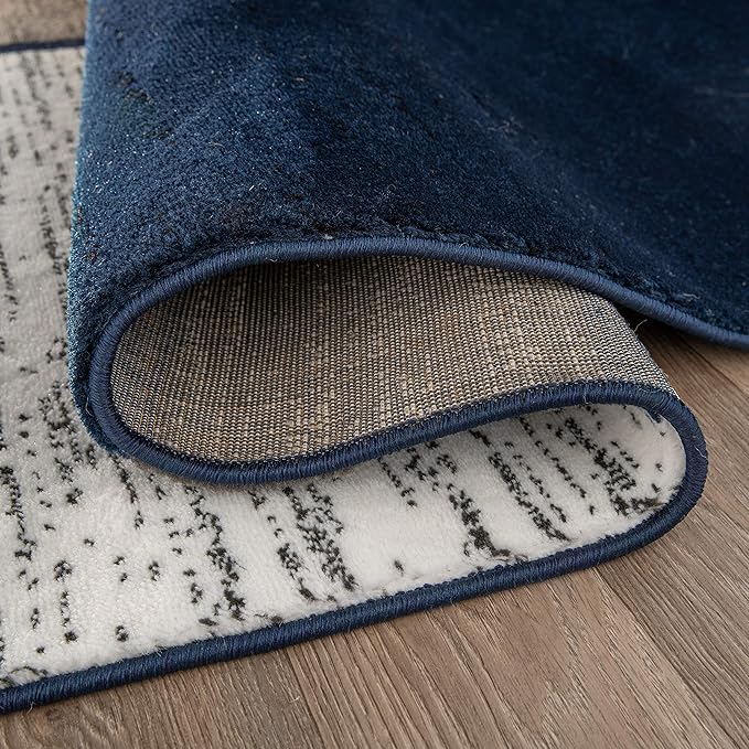 Rugshop Contemporary Modern Boxes Area Rug 10' x 14' Navy