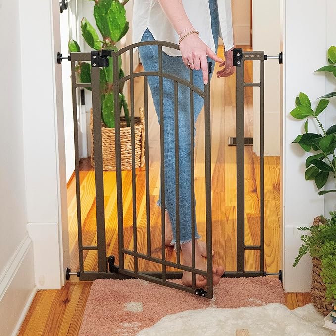 Ingenuity Decorative Extra Tall Baby Gate & Dog Gate, 28.5"-48" Wide, 36" Tall, Hardware or Pressure Mounted, Install on Top or Bottom of Stairs, Banister, or Doorway - Bronze