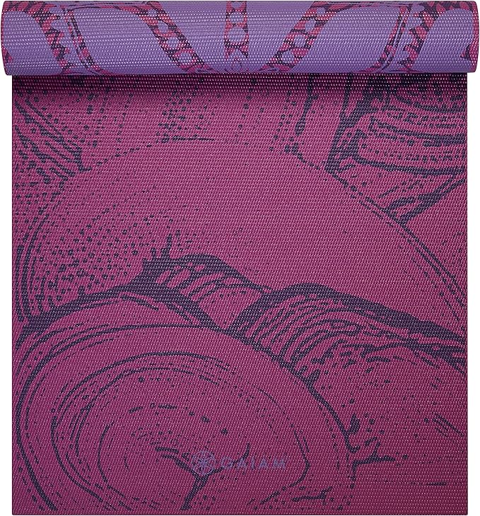 Gaiam Yoga Mat - Premium 6mm Print Reversible Extra Thick Non Slip Exercise & Fitness Mat for All Types of Yoga, Pilates & Floor Workouts (68" x 24" x 6mm Thick)
